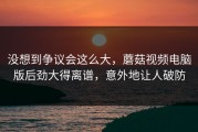 没想到争议会这么大，蘑菇视频电脑版后劲大得离谱，意外地让人破防