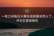 一夜之间每日大赛在线观看突然火了，评论区直接破防