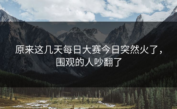 原来这几天每日大赛今日突然火了，围观的人吵翻了