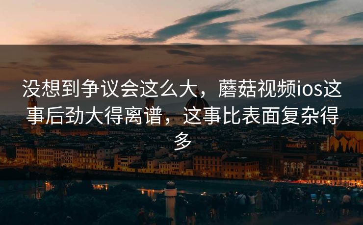 没想到争议会这么大，蘑菇视频ios这事后劲大得离谱，这事比表面复杂得多