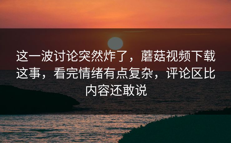 这一波讨论突然炸了，蘑菇视频下载这事，看完情绪有点复杂，评论区比内容还敢说
