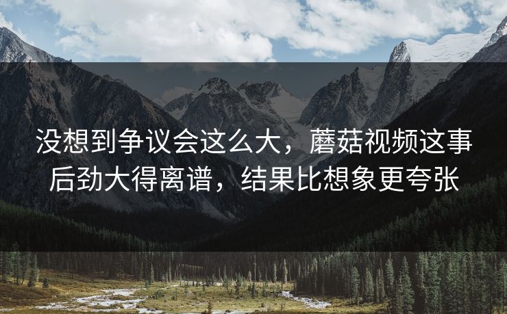 没想到争议会这么大，蘑菇视频这事后劲大得离谱，结果比想象更夸张