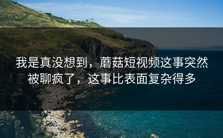 我是真没想到，蘑菇短视频这事突然被聊疯了，这事比表面复杂得多