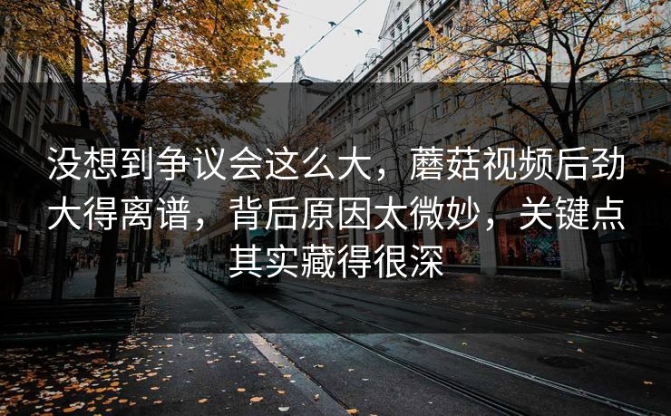 没想到争议会这么大，蘑菇视频后劲大得离谱，背后原因太微妙，关键点其实藏得很深