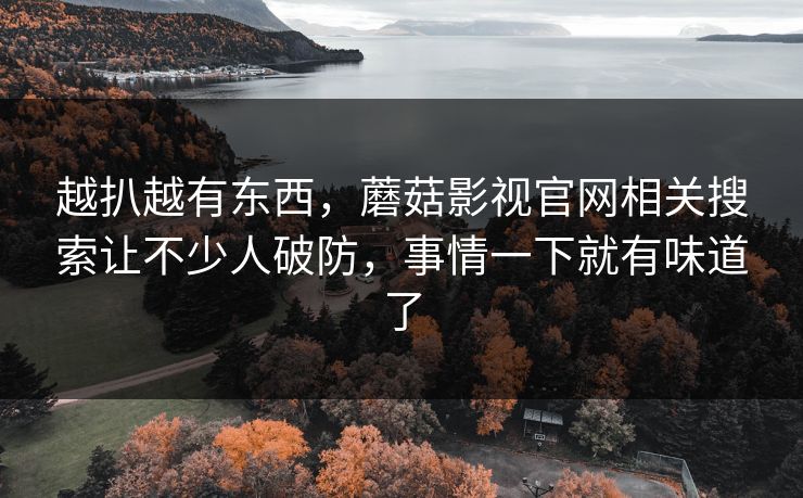 越扒越有东西，蘑菇影视官网相关搜索让不少人破防，事情一下就有味道了