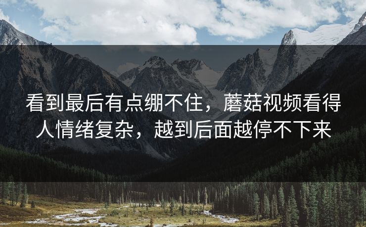 看到最后有点绷不住,蘑菇视频看得人情绪复杂,越到后面越停不下来 看到最后有点绷不住,蘑菇视频看得人情绪复杂,越到后面越停不下来