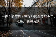 一夜之间每日大赛在线观看突然火了，老用户突然沉默