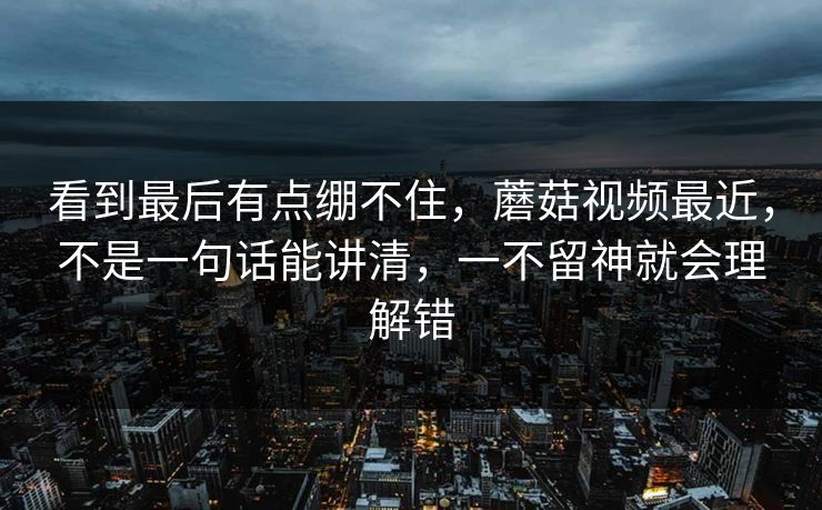 看到最后有点绷不住，蘑菇视频最近，不是一句话能讲清，一不留神就会理解错