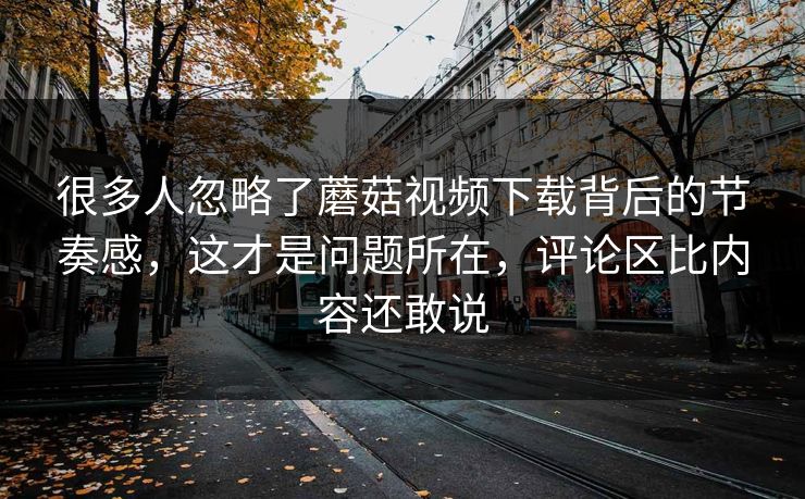 很多人忽略了蘑菇视频下载背后的节奏感，这才是问题所在，评论区比内容还敢说