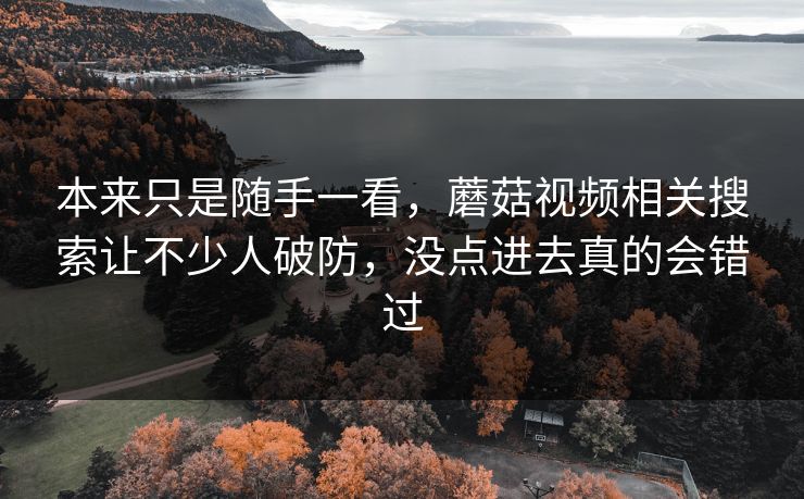 本来只是随手一看，蘑菇视频相关搜索让不少人破防，没点进去真的会错过