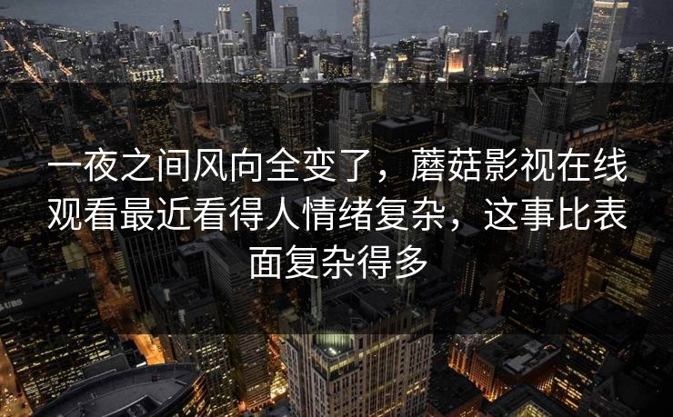 一夜之间风向全变了,蘑菇影视在线观看最近看得人情绪复杂,这事比表面复杂得多 一夜之间风向全变了,蘑菇影视在线观看最近看得人情绪复杂,这事比表面复杂得多