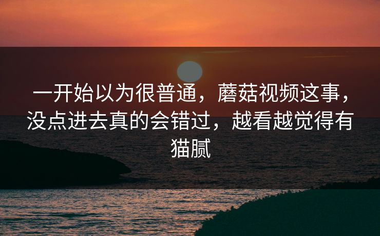 一开始以为很普通，蘑菇视频这事，没点进去真的会错过，越看越觉得有猫腻