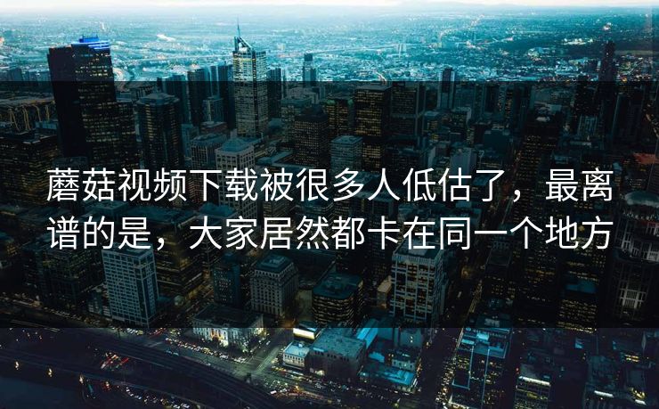 蘑菇视频下载被很多人低估了，最离谱的是，大家居然都卡在同一个地方