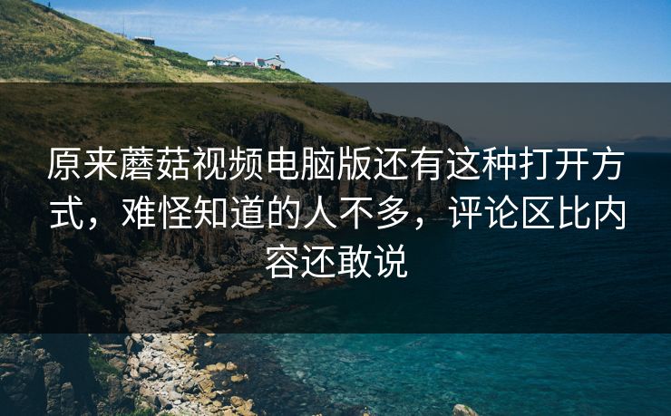 原来蘑菇视频电脑版还有这种打开方式，难怪知道的人不多，评论区比内容还敢说