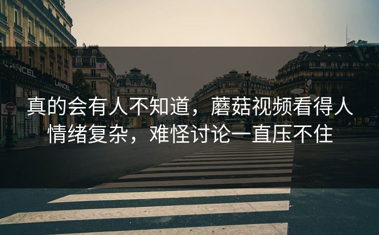 真的会有人不知道，蘑菇视频看得人情绪复杂，难怪讨论一直压不住