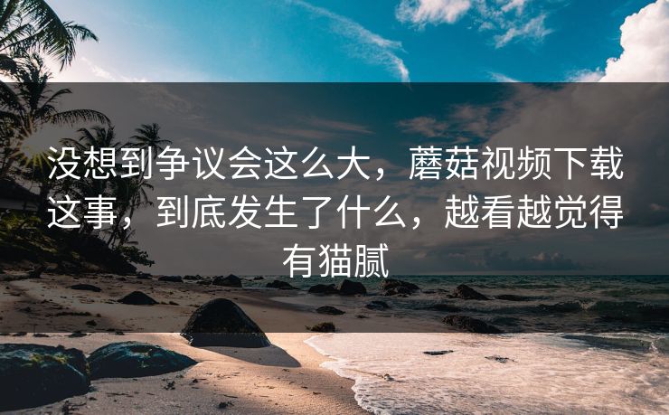 没想到争议会这么大,蘑菇视频下载这事,到底发生了什么,越看越觉得有猫腻 没想到争议会这么大,蘑菇视频下载这事,到底发生了什么,越看越觉得有猫腻