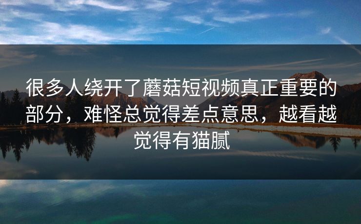 很多人绕开了蘑菇短视频真正重要的部分，难怪总觉得差点意思，越看越觉得有猫腻
